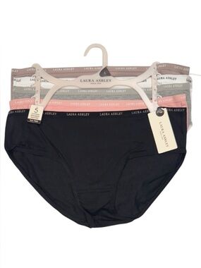 LAURA ASHLEY 5 Pack Panties Cotton Spandex Tag Free  Comfy Stretch NWT Large